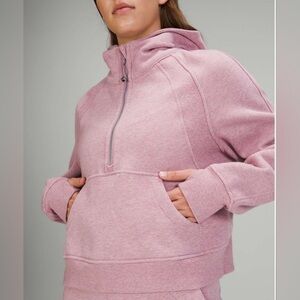 Lululemon Scuba Oversized Half Zip Hoodie Heathered Pink Taupe XS/S